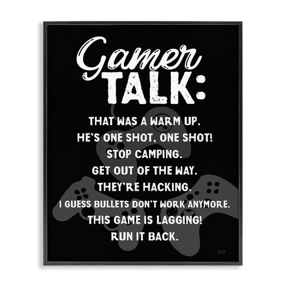 Stupell Industries Contemporary Gamer Talk Phrases Black Framed Giclee Art, 11 x 14, by Lux Me Designs