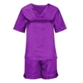 thumbnail image 7 of yievot Womens Silk Satin Pajama Set Short Sleeve Shirt with Shorts Two-piece Pjs Sets Soft Sleepwear Loungewear Nightwear, 7 of 7