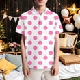 thumbnail image 2 of SUYIDA Stylish Boys Casual Short Sleeve Polka Print Shirt Comfortable Daily Wear Top For Kids Childrens Apparel Light Pink,7-8 Years, 2 of 4