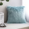thumbnail image 2 of Phantoscope Designer's Choice Decorative Throw Pillow Set, Fluffy Faux Fur & Quilted Velvet Bundle, for Sofa Couch Bedroom, 18" x 18", Blue Fur and Pink Velvet, 2 Pack, 2 of 7