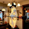 thumbnail image 5 of Flying Ghost Broom Light, Remote Control Hanging Halloween Ornament for Front Porch Yard Patio Indoor Outdoor Decor, 5 of 8