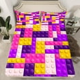 thumbnail image 2 of Castle Fairy Construction Game 3pcs Twin Sheet Sets,Blue Yellow Twin Fitted Sheet,Building Blocks Breathable Flat Sheet,Ultra Soft Brick Home Decor, 2 of 7