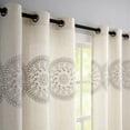 thumbnail image 2 of Flowpartex Grey Natural Linen Embroidered Window Curtains 2 Panels, Floral Medallion Pattern Embroidery Grommet Top Rustic Linen Curtain Panels for Bedroom, 95"Lx42"W, 2 of 5