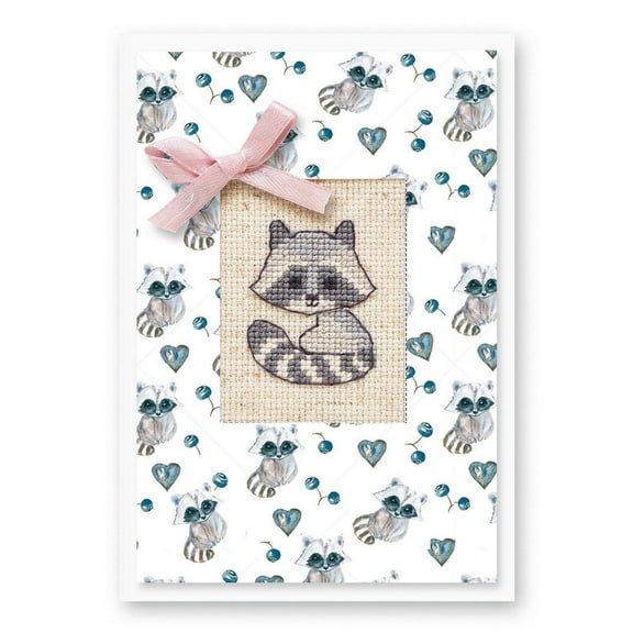 Cross Stitch Kit Post Card With SP-60 Needlework Easy Animal Gray By Luca-S Black