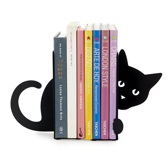 Sujetalibros Balvi Gato Oculto Negro de Metal