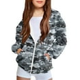 thumbnail image 2 of fnnxnal Little Girls Camo Jacket 5T Dark Gray - 100% Polyester Lightweight Durable with Pockets, Outdoor School Wear, 2 of 8