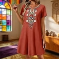 thumbnail image 5 of Puliio Midi Dresses for Women, Short Sleeve V Neck Floral Embroidery Loose Casual Summer Dress, 5 of 5