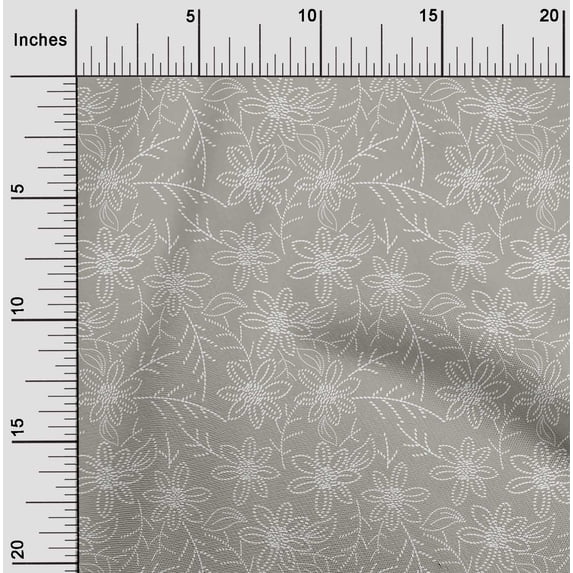 oneOone Cotton Silk Fabric Leaves & Floral Artistic Sashiko Print Sewing Fabric BTY 42 Inch Wide