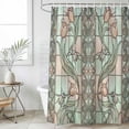 thumbnail image 6 of Stained Glass Shower Curtain Set - Extra Long 72" x 96" Washable Bathtub Curtain with 12 Hooks, Vintage Colorful Flower Animal Textured Waterproof Fabric Shower Curtains for Bathroom/Bathtub Décor, 6 of 6