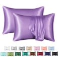 thumbnail image 3 of Funda de almohada de satén para cabello y piel, paquete de 2 fundas de almohada de satén de seda, juego de 2 fundas de almohada tamaño Queen, funda de almohada sedosa con cierre de sobre (20 x 30, bur, 3 of 5