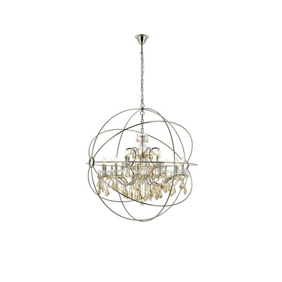 Urban Classic Geneva 18 light polished nickel Chandelier Golden Teak (Smoky) Royal Cut crystal