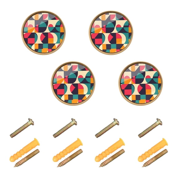 Yayeee 8 Pack Cabinet Knobs with Screws Round Zinc Drawer Pulls for Kitchen, Retro Geometric