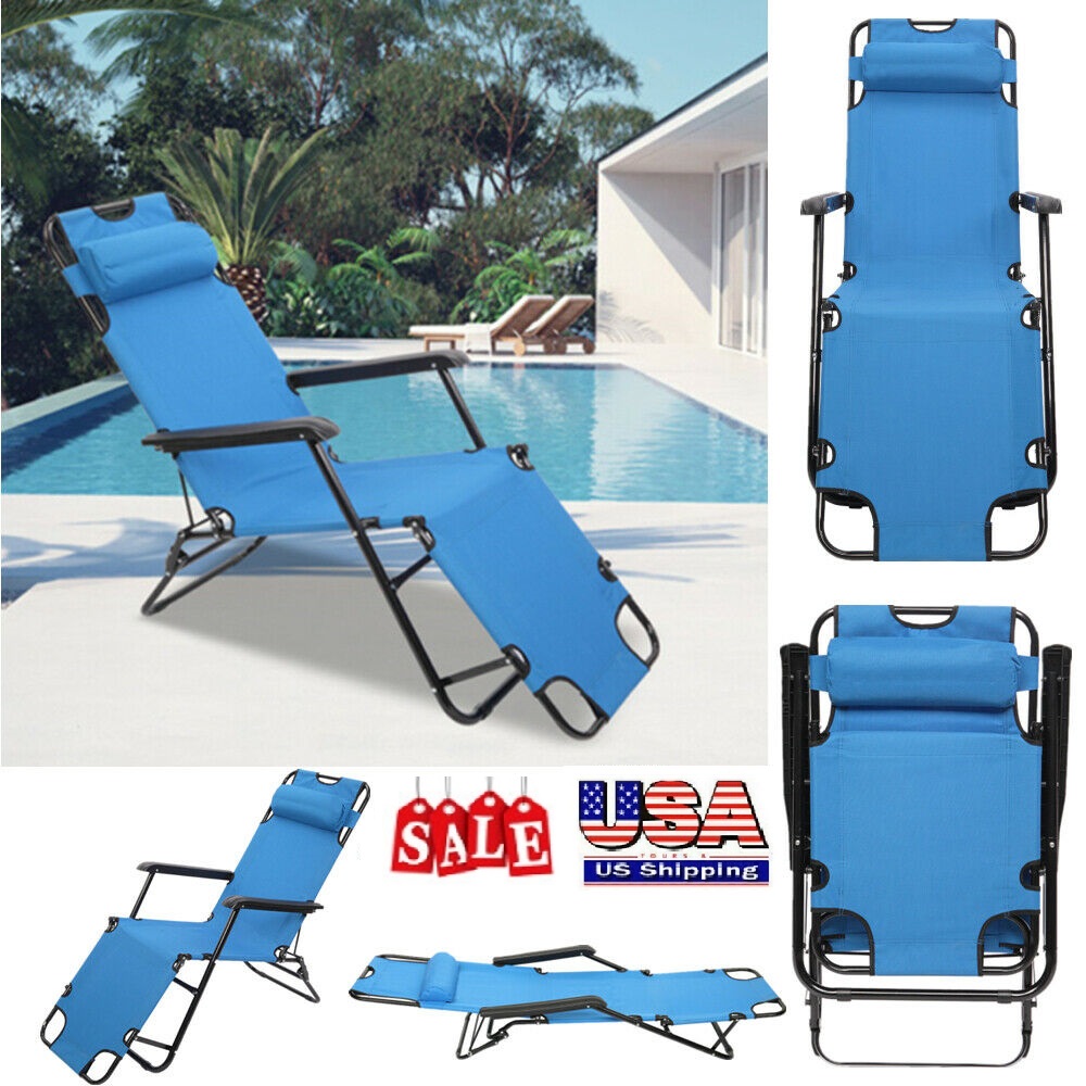 Goorabbit 3Fold Outdoor Folding Chaise Lounge Chair Lay Flat Portable