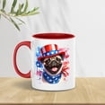 thumbnail image 3 of Patriotic Pug Celebrates 4th of July 11oz Accent Two-tone Mug Dog Lover Gifts Coffee Tea Cup - 02009, 3 of 5