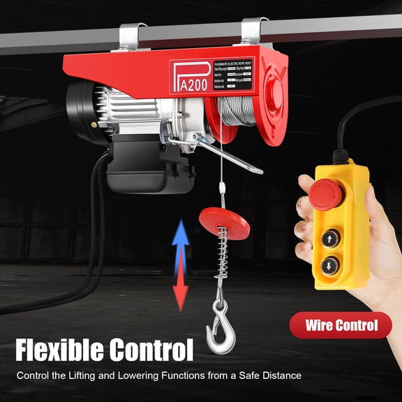 35*10*12cm Red Electric Hoist Winch Engine Crane with Remote Control 110V for Factories, Warehouses