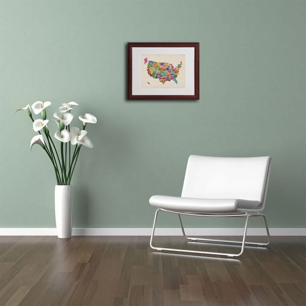Trademark Fine Art "USA States Text Map" Matted Framed Art by Michael Tompsett