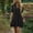 c02Black, variant on Linen Mini Dress for Women Fashion Summer Short Sleeve Collar Loose Button V Neck Casual Tiered Beach Dresses Black S