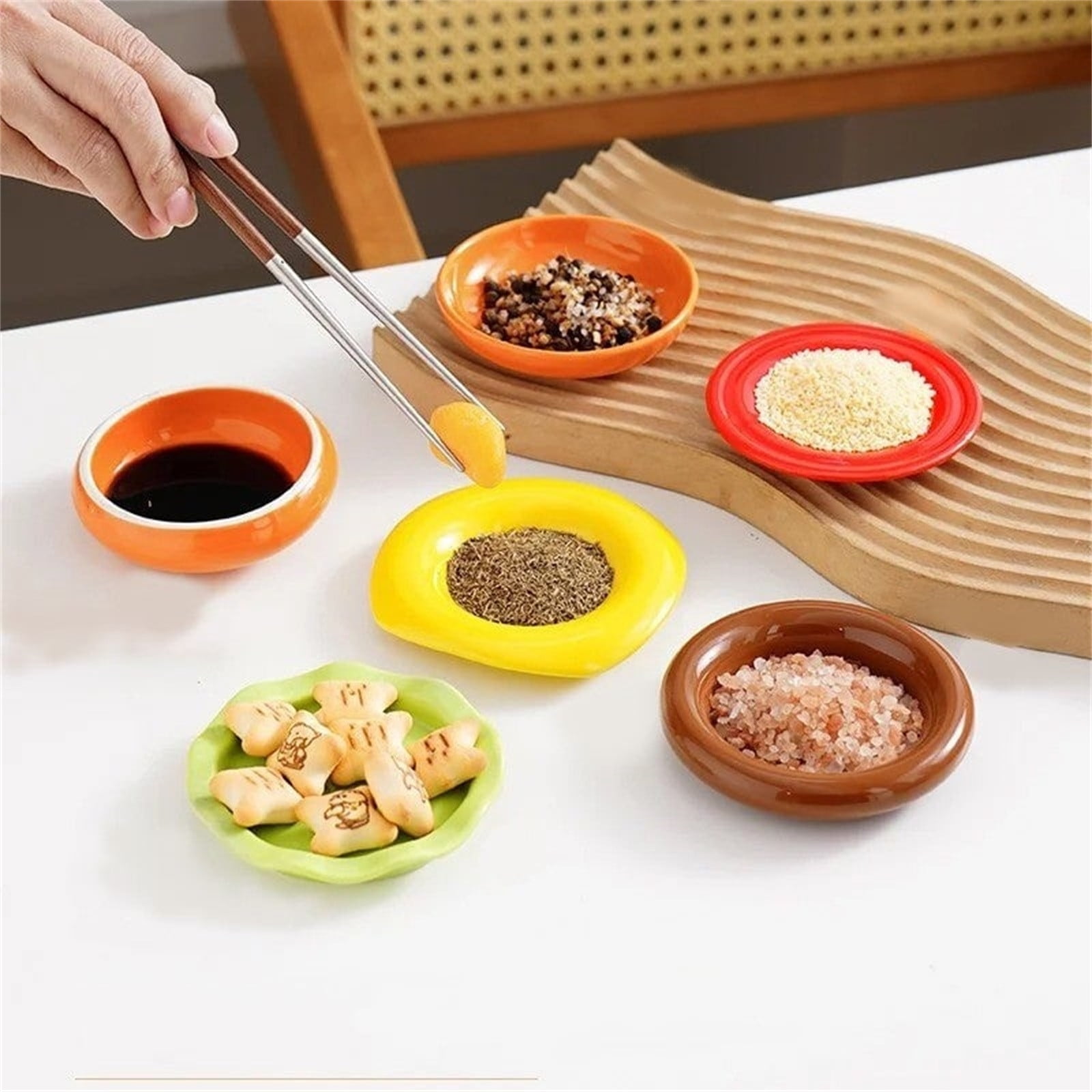 Assiettes Empilables En Forme De Hamburger - Lot De 6 Céramiques Miniatures Pour Sauce Ou Apéritif - 3