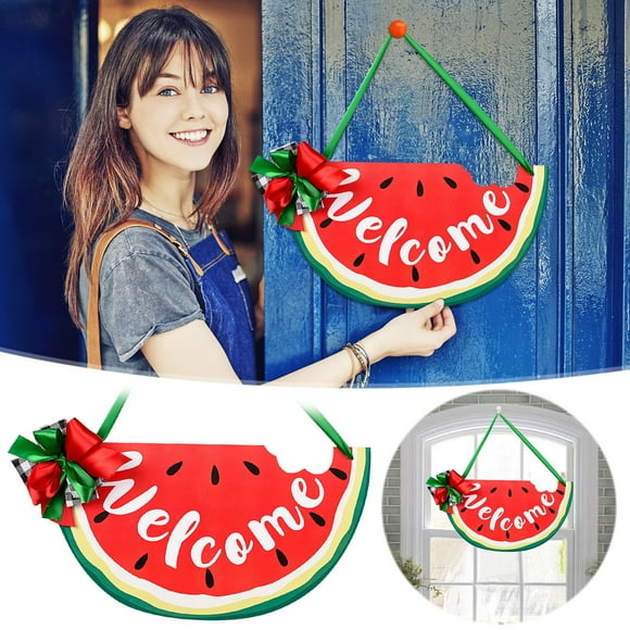 Rengui Home Decoration Summer Watermelon Wooden Door Hanging Door Bow Door Knocker Wooden Plane Welcome Decoration Listing Holiday Garden Family Listing Flash Deals Clearance