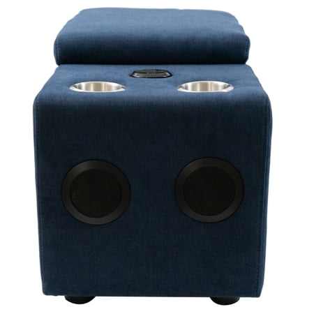 UPC: 0196648033569 | Pixie 20 In. W Armless 1-Piece Polyester Modular Speaker Console In Navy Blue with Bluetooth Usb Cupholders