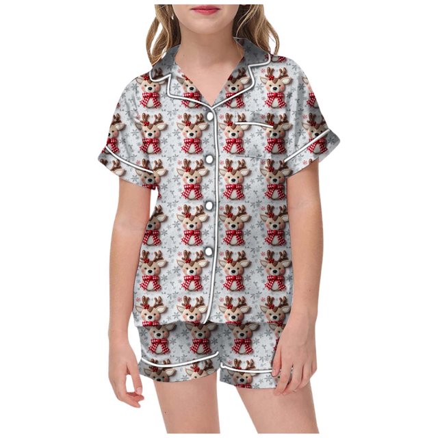 WEAIXIMIUNG Pajamas For Children Shirt And Pant Matching Set Sleepwear Set With Pockets For Christmas 2-3 Years