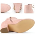 thumbnail image 3 of Unique Bargains Women's Round Toe Chunky Heel Ankle Booties Dust Pink 10, 3 of 5