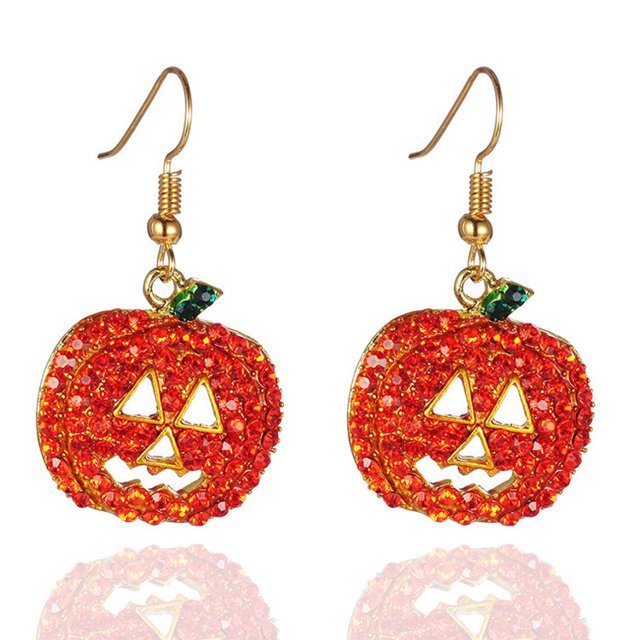 Pendientes De Calabaza De Halloween Rojos - Pendientes De Gota De Cristal Hipoalergénicos Joyería De Disfraces De Noche Festiva para Mujer Pendientes De Calabaza con Cara Sonrisa, Divertidos Y Festivo JM