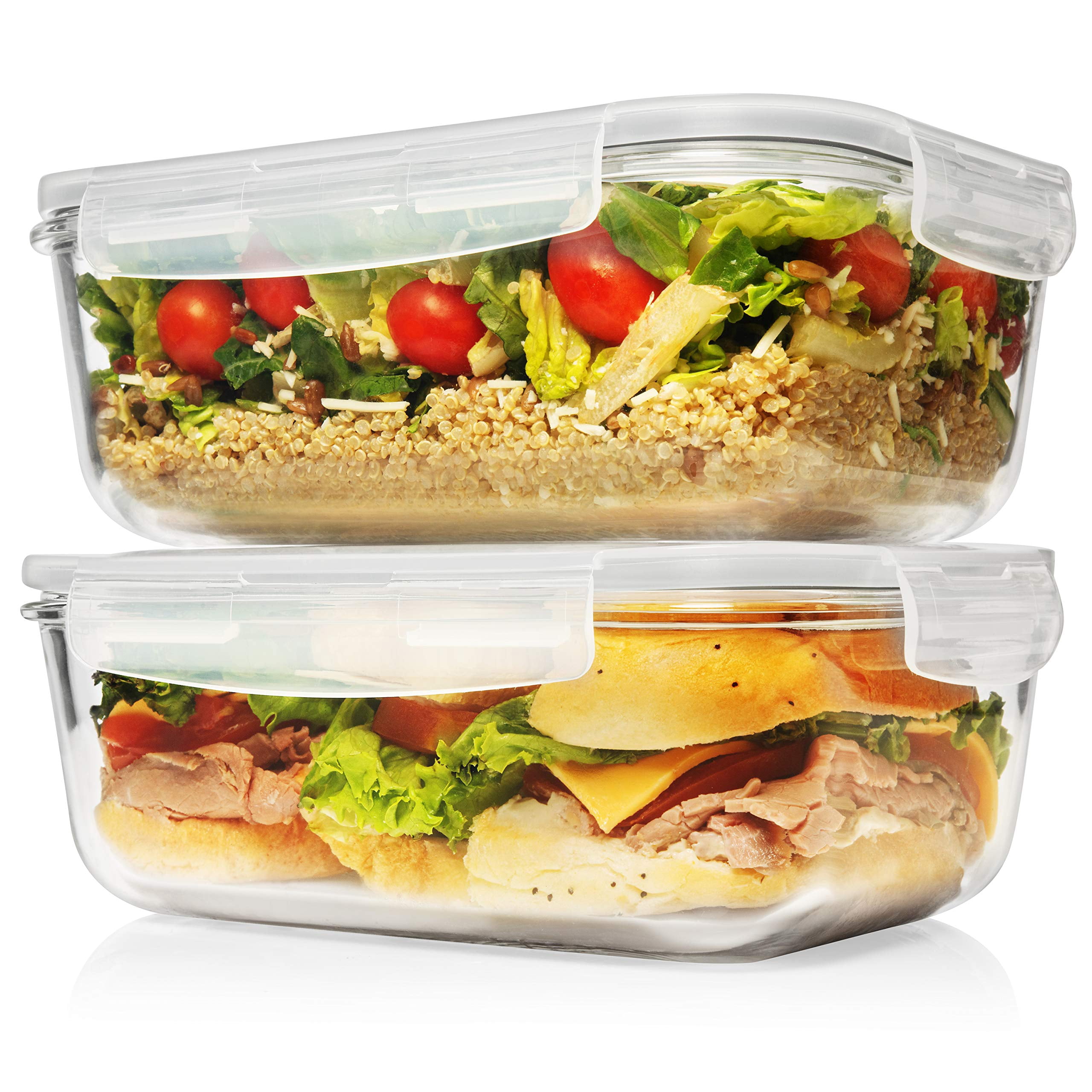 Gray 4 Piece 63 Oz 8 Cup Glass Food Storage Containers with Locking Lids