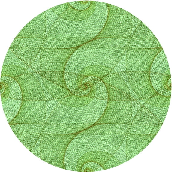 Ahgly Company Machine Washable Indoor Round Transitional Jade Green Area Rugs, 3' Round