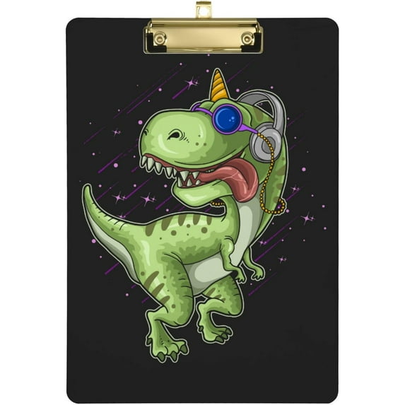 FMSHPON Green Dinosaur Black Clipboard Hardboard Wood Nursing Clip Board and Pull for Standard A4 Letter 13x9 inches