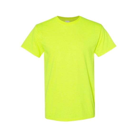 GILDAN Hi Vis Work T-Shirt: Safety Green, 1 Pack, 5XL Size | Short Sleeve, Crew Neck High Visibility Safety Shirts, 5.3 oz.