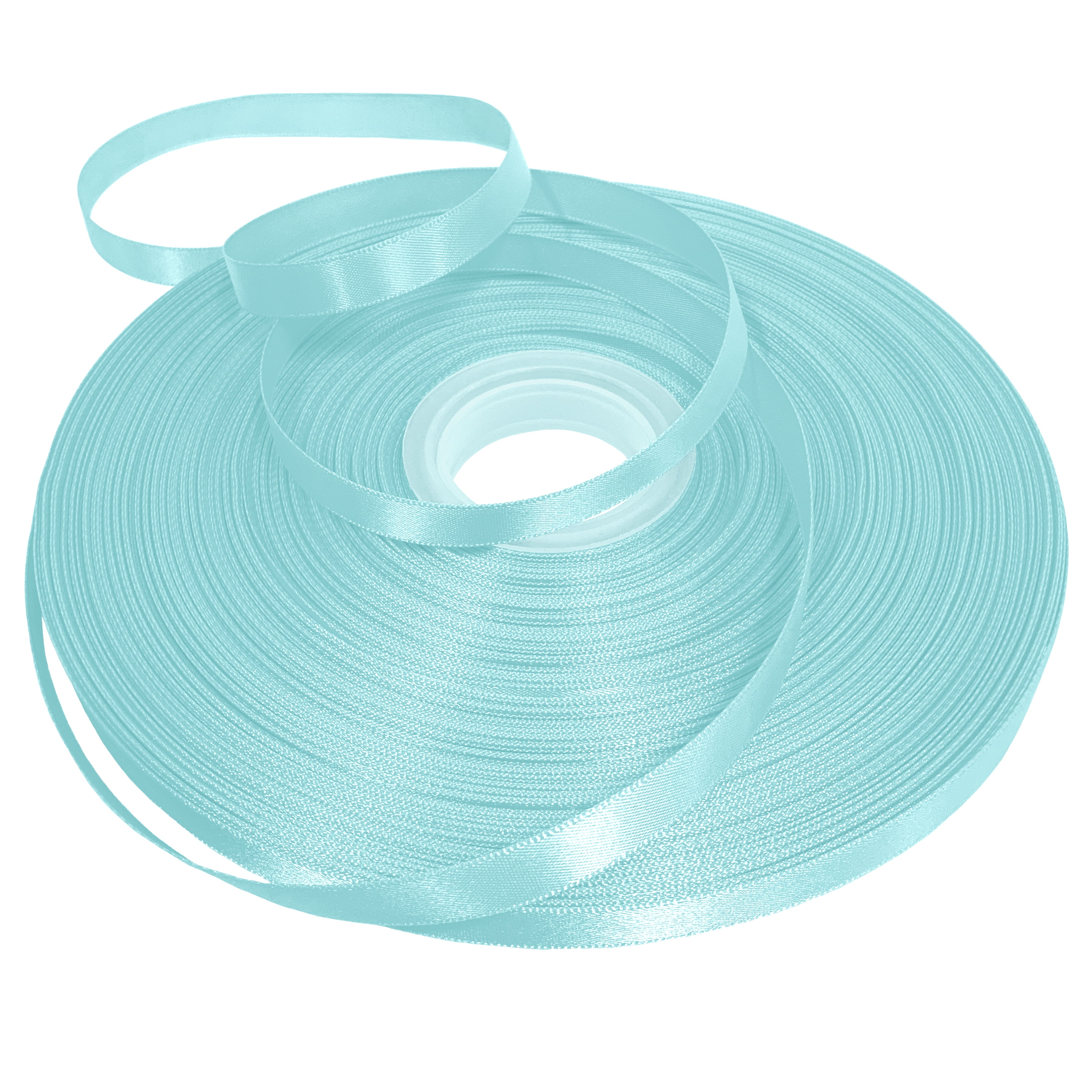 Light Blue Double Faced Satin Ribbon for Crafts, 3/8" x 100 Yards by Gwen Studios