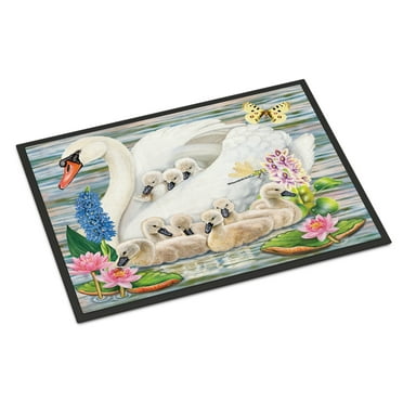 Carolines Treasures PRS4045MAT Mother Swan Door Mat Indoor Rug or Outdoor Welcome Mat 18x27 Doormat  27"L x 18"W