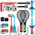thumbnail image 1 of 2024 Switch Sports Accessories Bundle Set , 12-in-1 Family Party Pack Game Accessories Kit for Nintendo Switch OLED Sports Games with Tennis Rackets, Golf Clubs ,Sword and Wrist Strap, 1 of 6