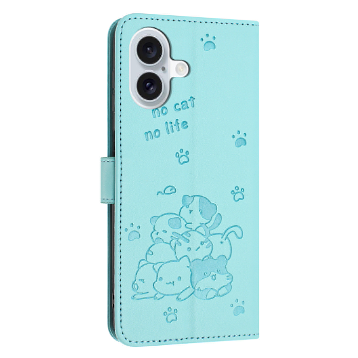 thumbnail image 3 of Wallet Case for iPhone 16,Women Flip Magnetic Folio PU Leather Protective Case Wrist Strap Card Slots Holder Purse Emboss Cute Puppy Stand Case for iPhone 16,Green, 3 of 10