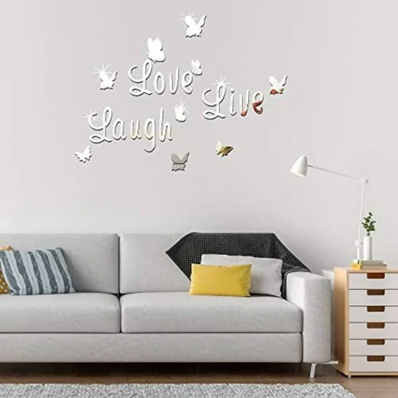 3D Removable Mirror Wall Sticker Love Butterfly Wall Decals Romantic Home Decor.