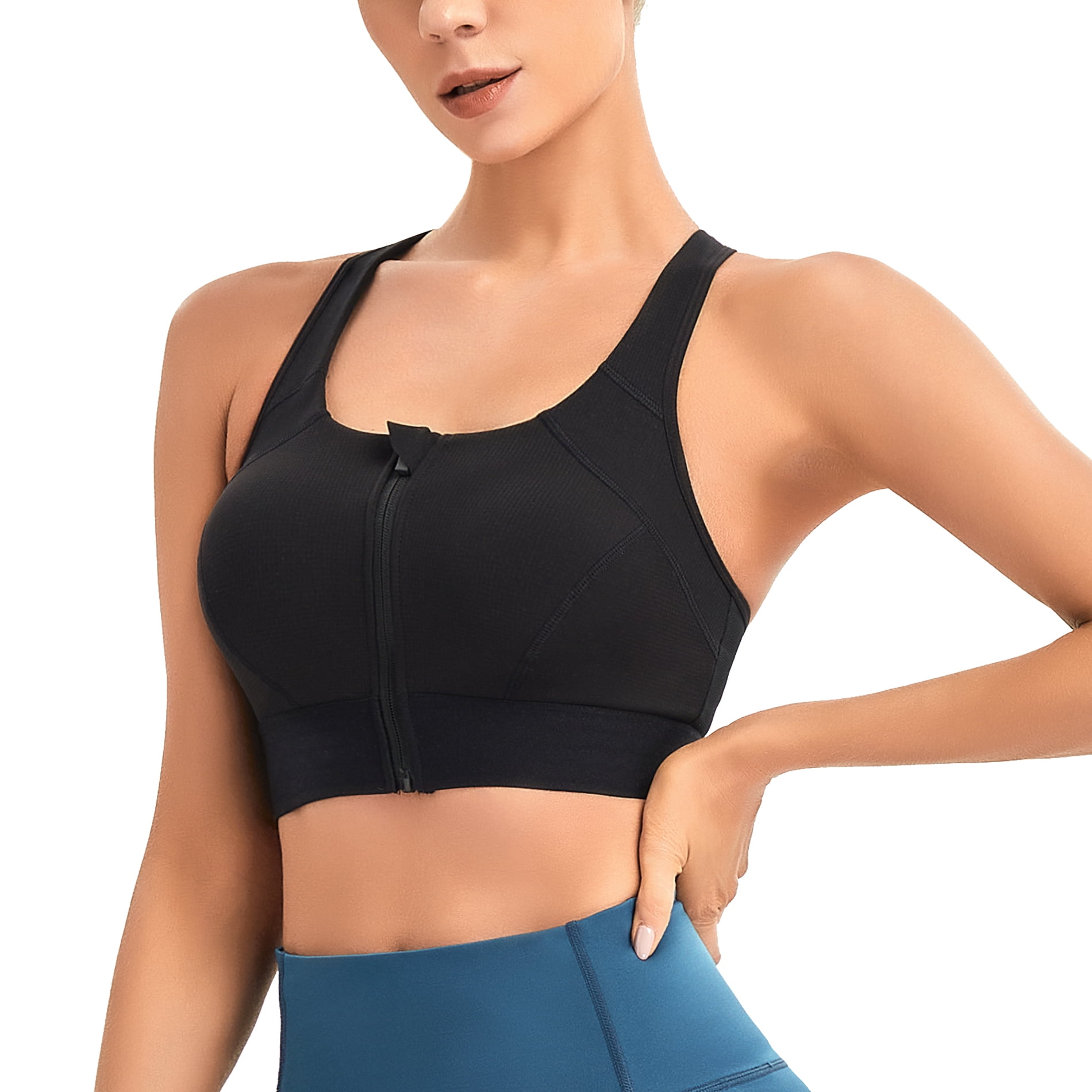 Eleady Front Closure Sports Bras for Womens High Support Workout Bras with Zipper Padded