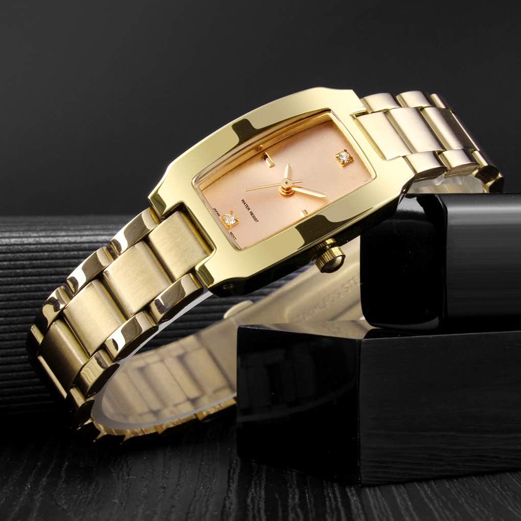 Square Watches for Women, Women's Wristwatches, Ladies Waterproof Stainless Steel Analog Small Dainty Gold Watch for Women