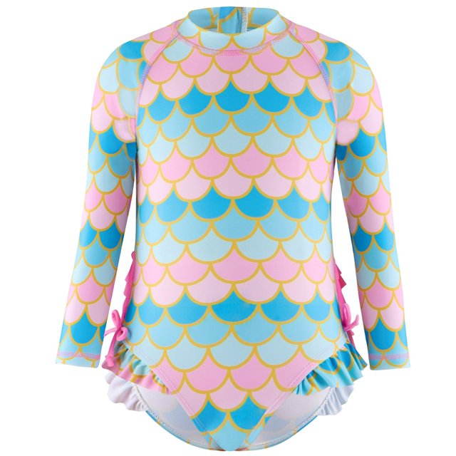 Kids Girl Rash Guard Swimsuits Cute Sun Protection Long Sleeve Girl Bathing Suit 5-6 Years Girls Clothing