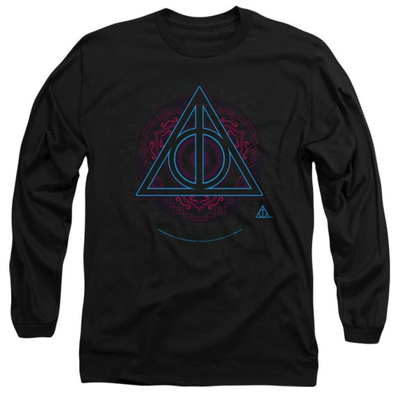 Harry Potter Hallows Symbol Unisex Adult Long-Sleeve T Shirt,Black, 3X-Large
