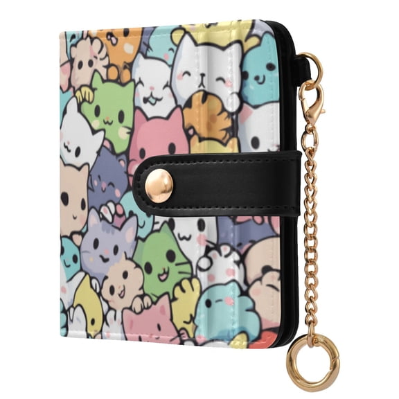 Qxltty Kittens Of All Colors Ladies Wallet Rfid Slim Thin Compact Credit Card Women Wallet Zipper Coin Pocket and ID Window for Female Gifts