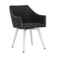 thumbnail image 3 of Calico Designs Sydney Swivel Faux Leather Accent Chair in Dark Gray and White, 3 of 9