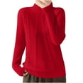 thumbnail image 2 of Juslio Women Sweaters Cardigans Women Tops Solid Crew Neck Long Sleeve Knit Red, 2 of 3
