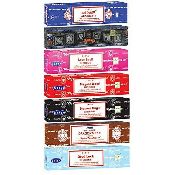 Nag Champa Incense Stick Packs - Assorted Fragrances - Hand Rolled & Non-Toxic - Perfect for Meditation and Relaxation - Home Fragrance Gift Pack - 15g, Set of 7 Aromas (Magic Pack)