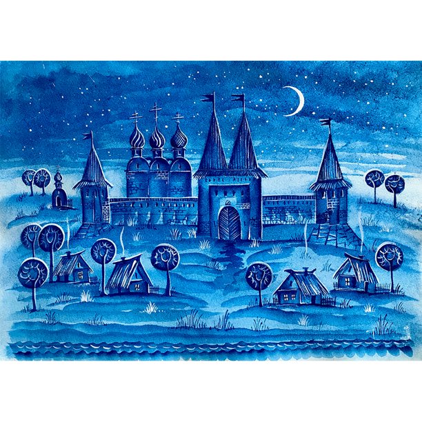 Pintura de diamantes (DE1920) mosaico cuadrado artesanal póster de castillo antiguo de noche DIY 40x50cm FLhrweasw Nuevo