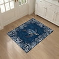 thumbnail image 3 of ODIKA 3'x5' Washable Area Rug Nautical Ocean Interlocking Coral Reef Border Animals Turtle Refined Structured for Hallway, Laundry Room, Non-Slip, Flatweave, Easy Care, 3 of 7