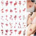 thumbnail image 1 of 30 Sheets Waterproof Tattoo Stickers , Long Lasting Temporary Tattoos, Red Lotus In Hell Pattern, Face Arm Back Leg Stickers Body Art, 1 of 4