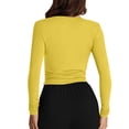 thumbnail image 4 of Vrorvz Womens Slim Shirts Crew Neck Long Sleeve Shirt Fall Casual Fashion Outfits Workout Crop Tops, 4 of 5