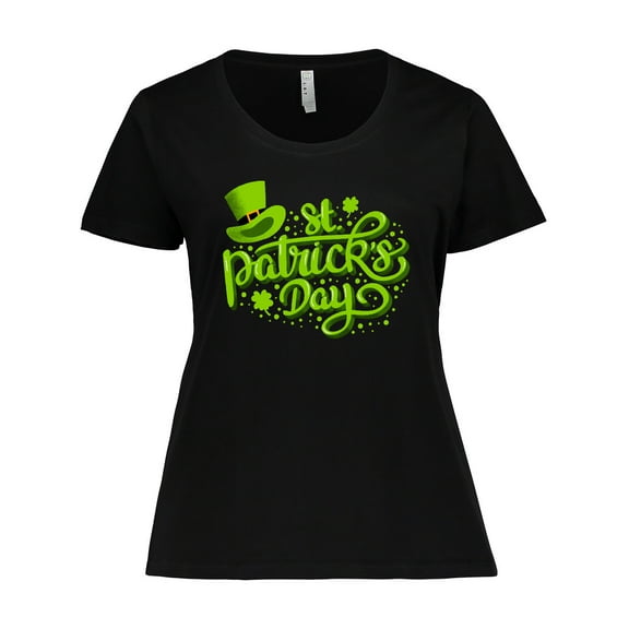 Inktastic St. Patrick's Day Hand Lettering with Green Top Hat Women's Plus Size T-Shirt