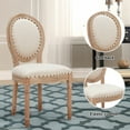 thumbnail image 4 of AVAWING Farmhouse Fabric Dining Room Chairs 2 PCS, French Chairs with Round Back, Brown Wood Legs, Oval Side Chairs for Dining Room/Living Room/Kitchen/Restaurant, Beige, 4 of 7